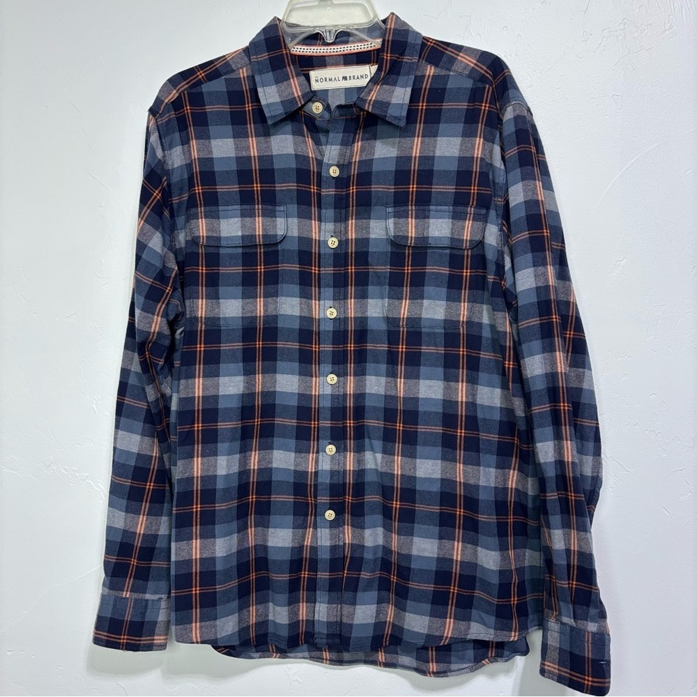 The Normal Brand Men's Large Plaid Flannel Button Front Long Sleeve Shirt Cotton